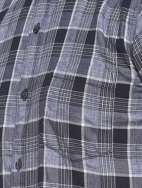 navy blue checkered casual shirt - 16713870 - Zoom Image - 5