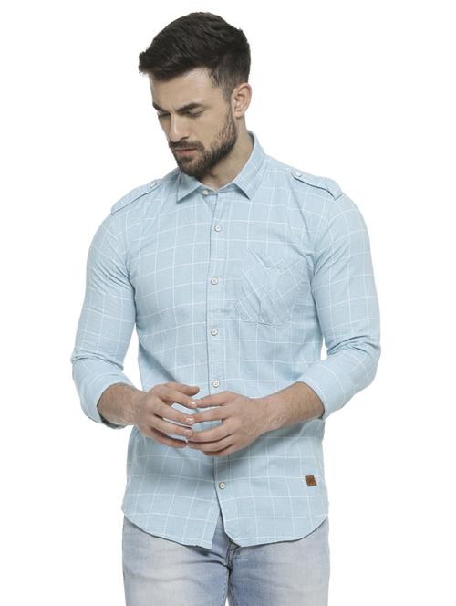 light blue checkered casual shirt - 16713871 - Standard Image - 1