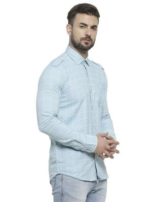 light blue checkered casual shirt - 16713871 - Standard Image - 2