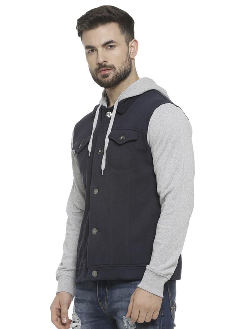 blue color block casual jacket - 16713888 - Zoom Image - 2