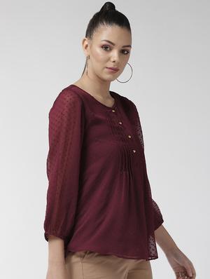 pleat detail round neck top - 16713943 - Standard Image - 2