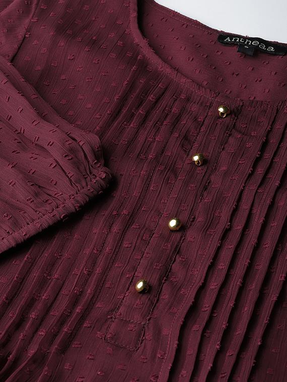 pleat detail round neck top - 16713943 - Zoom Image - 5
