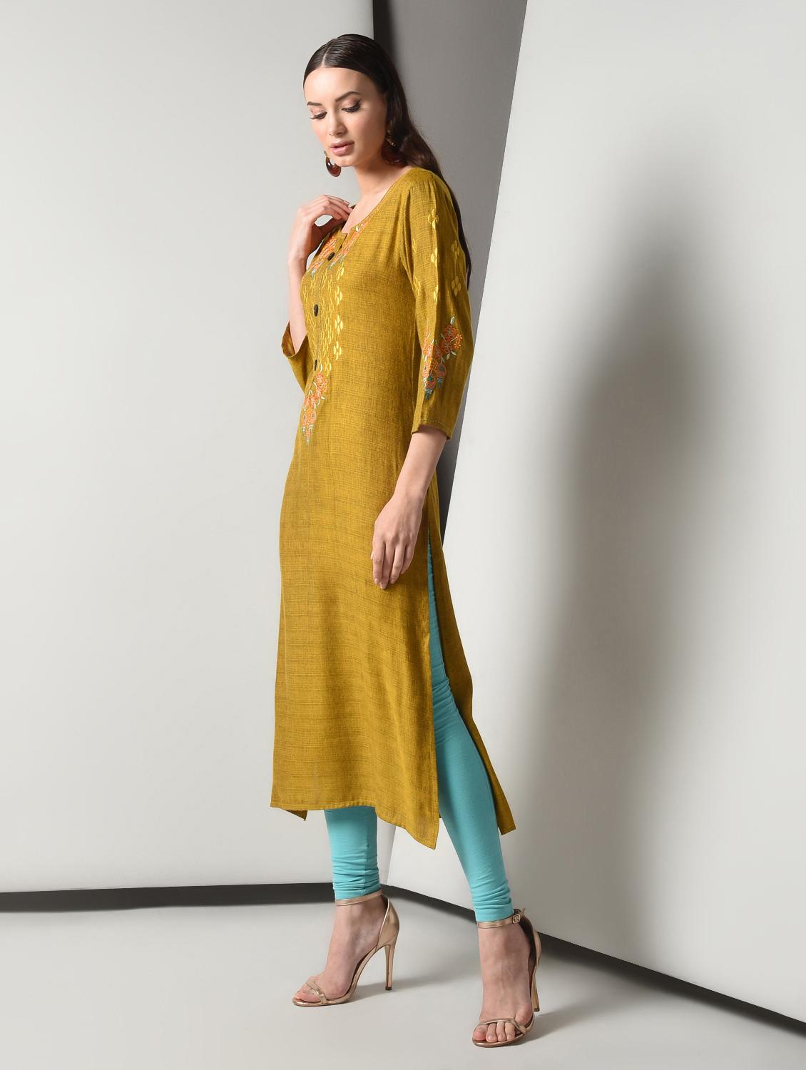 embroidered straight kurta - 16714168 - Zoom Image - 2