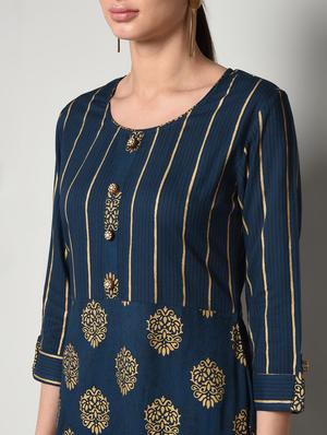 gold print kurta palazzo set - 16714196 - Standard Image - 5