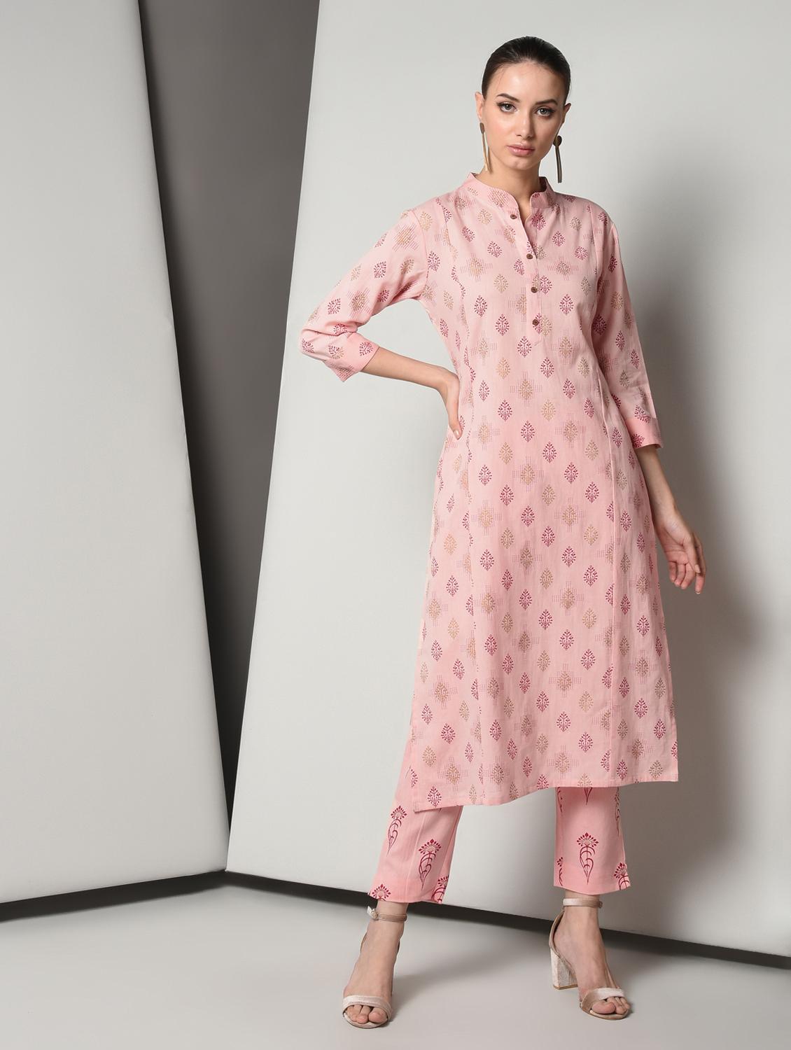 block print kurta pant set - 16714197 - Zoom Image - 2
