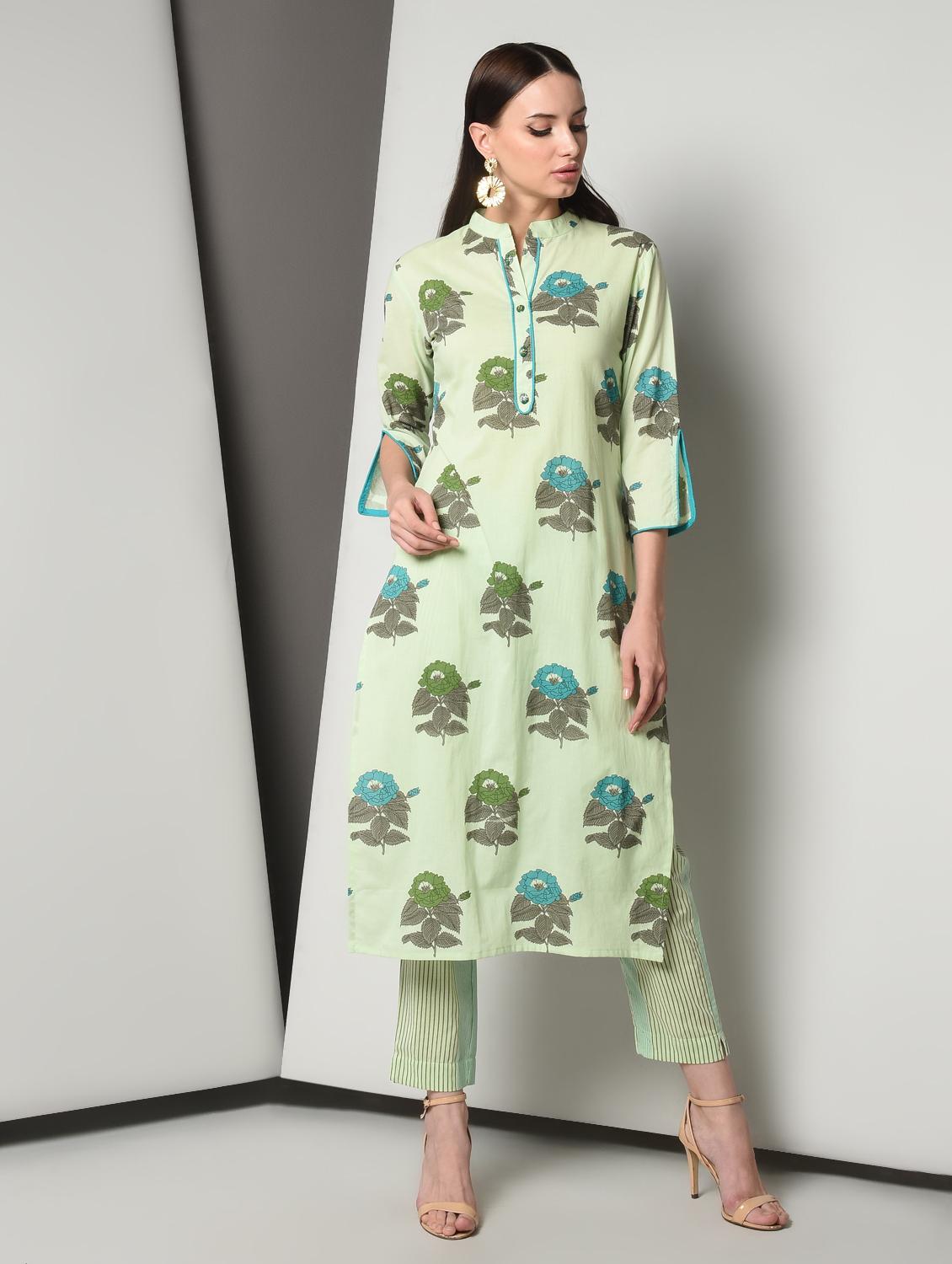 floral kurta pant set - 16714201 - Zoom Image - 2