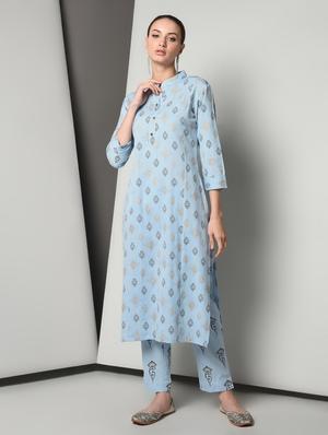 block print kurta pant set - 16714202 - Standard Image - 2