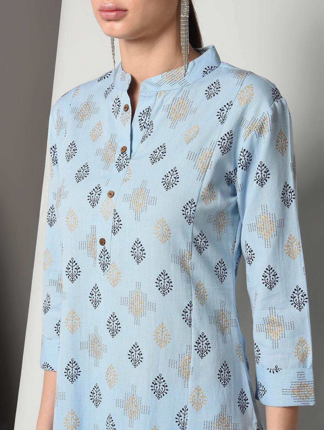 block print kurta pant set - 16714202 - Zoom Image - 5