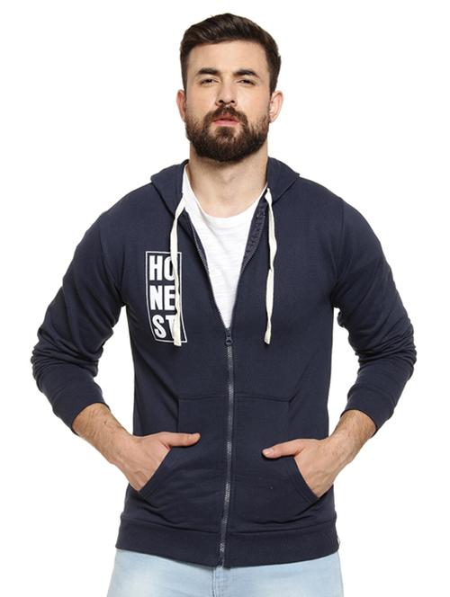 navy blue chest printed sweatshirt - 16716891 - Standard Image - 1