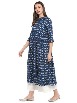 indigo flared kurta - 16717117 - Standard Image - 2