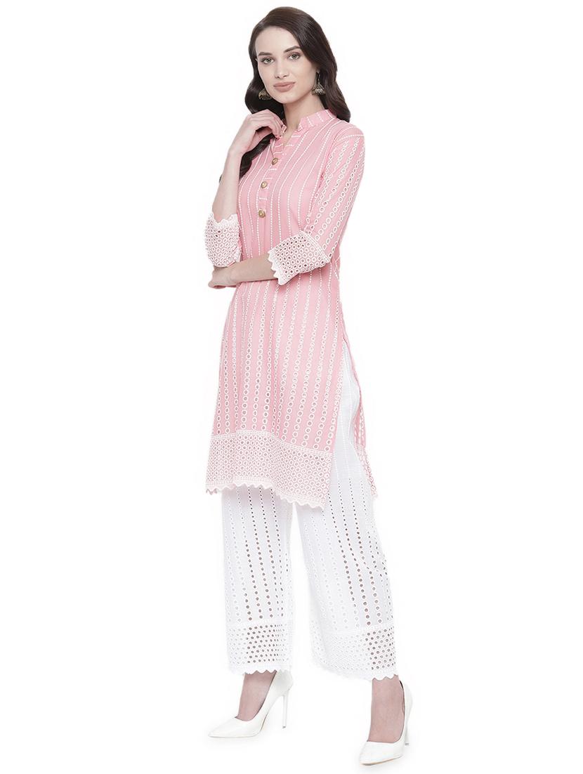 chikankari kurta palazzo set - 16717202 - Zoom Image - 2