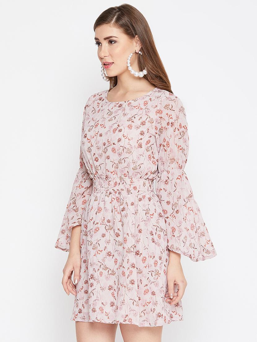 bell sleeved floral blouson a-line dress - 16717207 - Zoom Image - 2