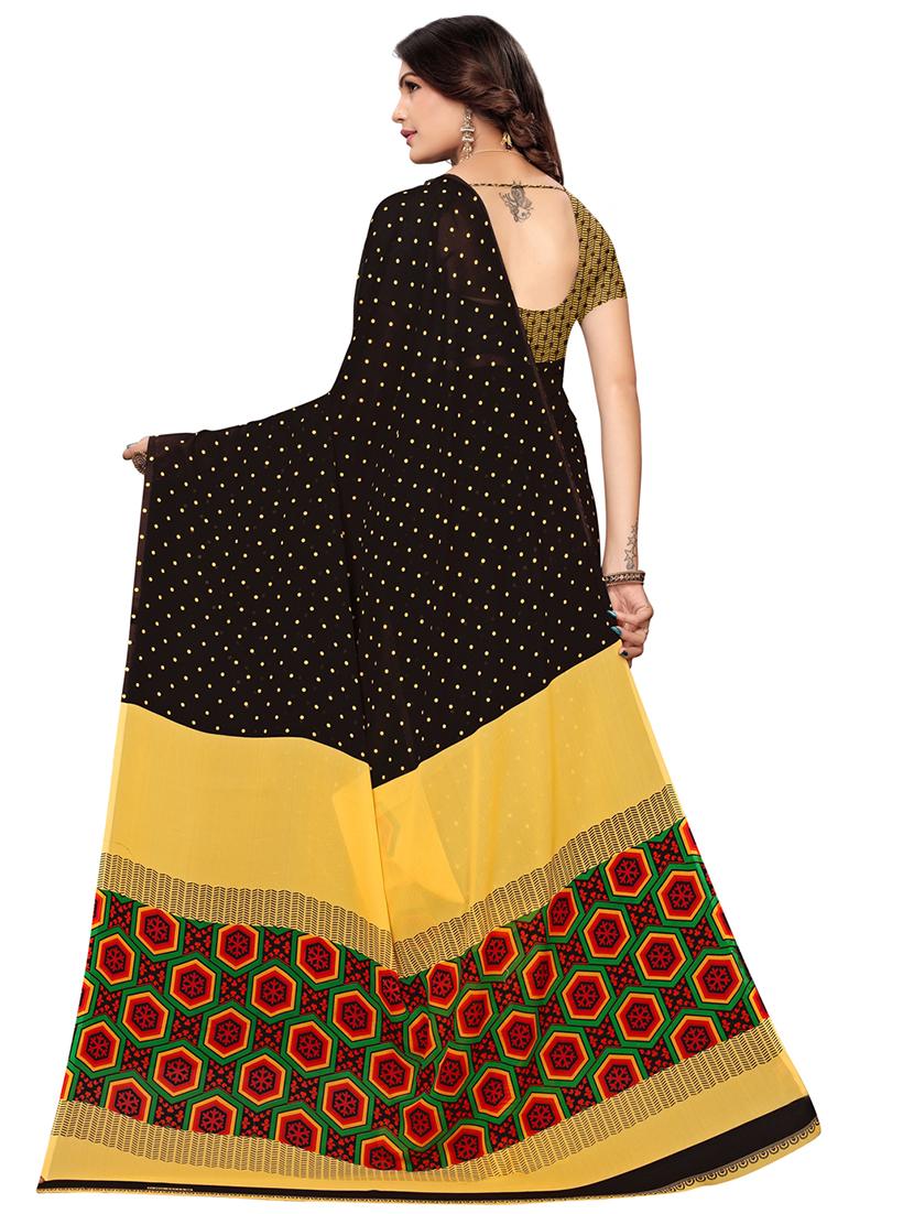 polka dots printed saree with blouse - 16717217 - Zoom Image - 2
