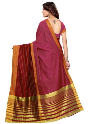 solid bordered saree with blouse - 16717243 - Standard Image - 2