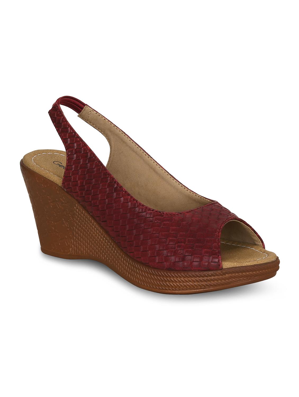 maroon back strap wedges - 16717324 - Zoom Image - 2