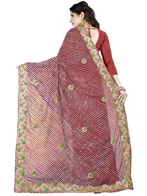 leheriya print bordered saree with blouse - 16717364 - Standard Image - 2