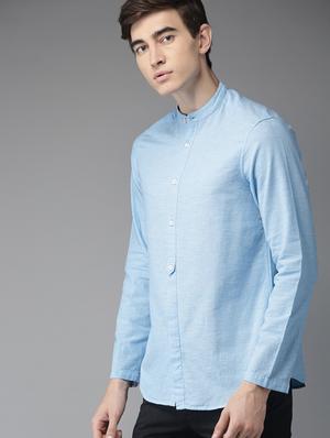 light blue solid casual shirt - 16718728 - Standard Image - 2
