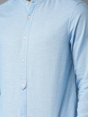 light blue solid casual shirt - 16718728 - Standard Image - 5