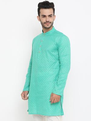 green jacquard medium kurta - 16718882 - Standard Image - 2