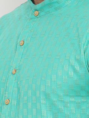 green jacquard medium kurta - 16718882 - Standard Image - 5