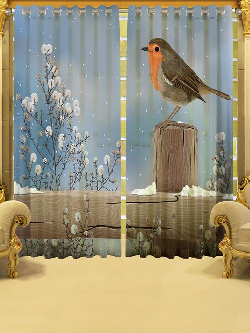 polyester long crush digital printed window curtain 2 -pieces - 16719162 - Standard Image - 1