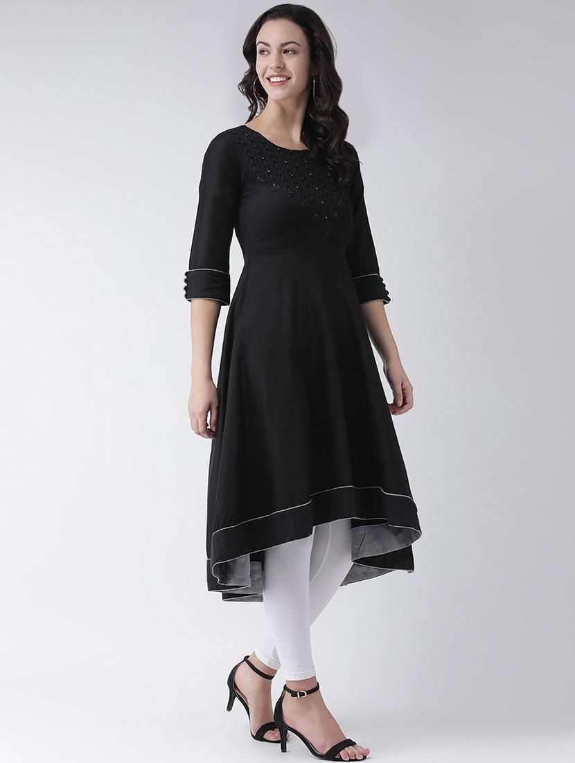 embroidered high low a-line kurta - 16719439 - Zoom Image - 2