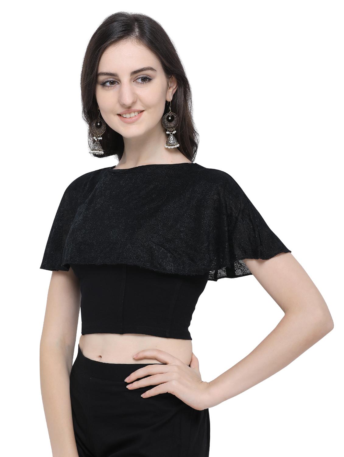 cape style solid blouse - 16719655 - Zoom Image - 2