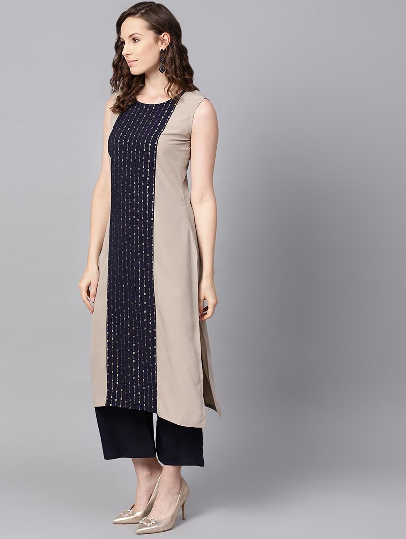 color block straight kurta - 16719823 - Zoom Image - 2