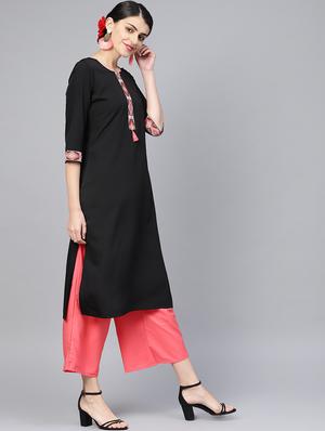 solid straight kurta - 16719839 - Standard Image - 2