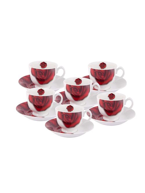 cup saucer set with red flower design (set of 12 pcs) - 16720349 - Standard Image - 1