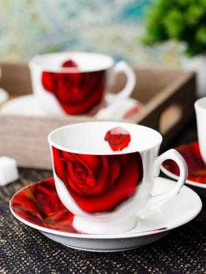 cup saucer set with red flower design (set of 12 pcs) - 16720349 - Standard Image - 2