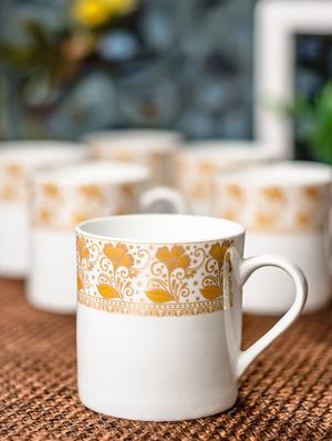 tea cups with oriental border (set of 6) - 16720364 - Standard Image - 2