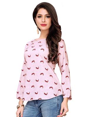 boat neck printed top - 16720414 - Standard Image - 2