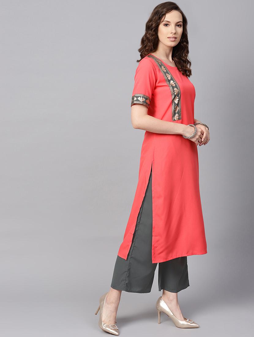 solid kurta palazzo set - 16720570 - Zoom Image - 2