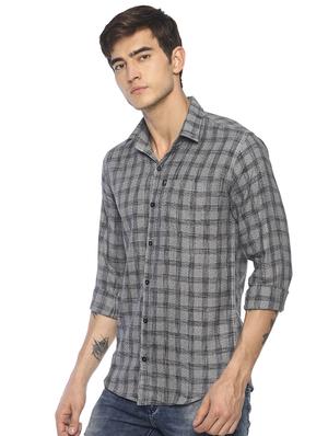 grey checkered casual shirt - 16721127 - Standard Image - 2