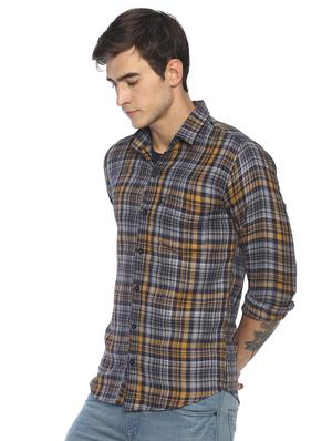 navy blue checkered casual shirt - 16721135 - Standard Image - 2