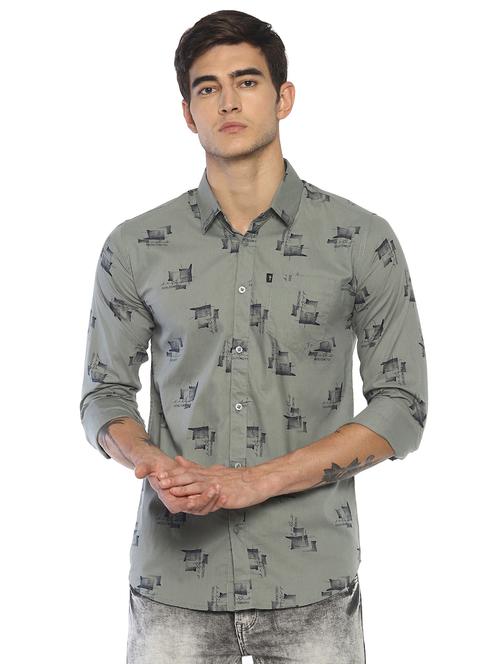 grey printed casual shirt - 16721144 - Standard Image - 1