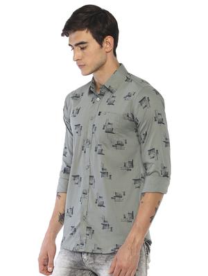 grey printed casual shirt - 16721144 - Standard Image - 2