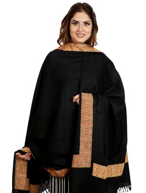 solid bordered pashmina shawl - 16721178 - Standard Image - 2