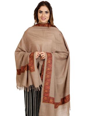solid bordered pashmina shawl - 16721179 - Standard Image - 2