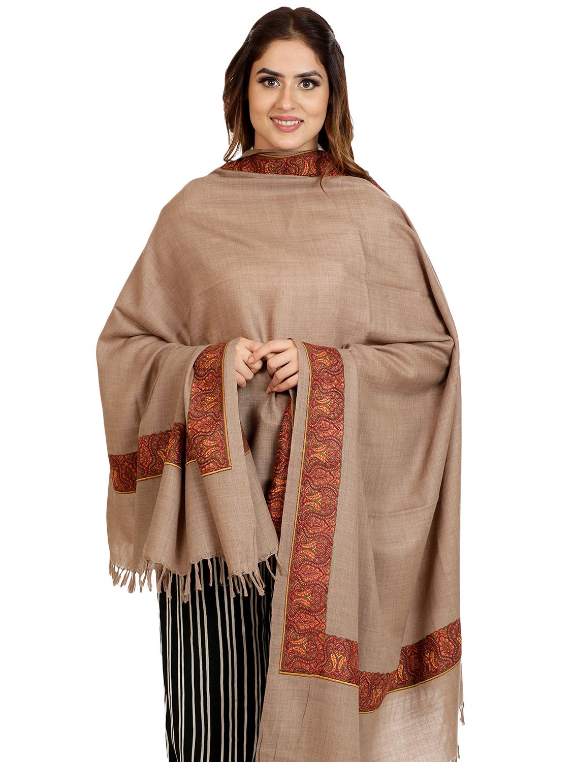 solid bordered pashmina shawl - 16721179 - Zoom Image - 2