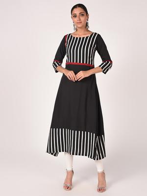 striped asymmetric kurta - 16721184 - Standard Image - 2
