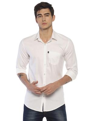 white solid casual shirt - 16721187 - Standard Image - 2