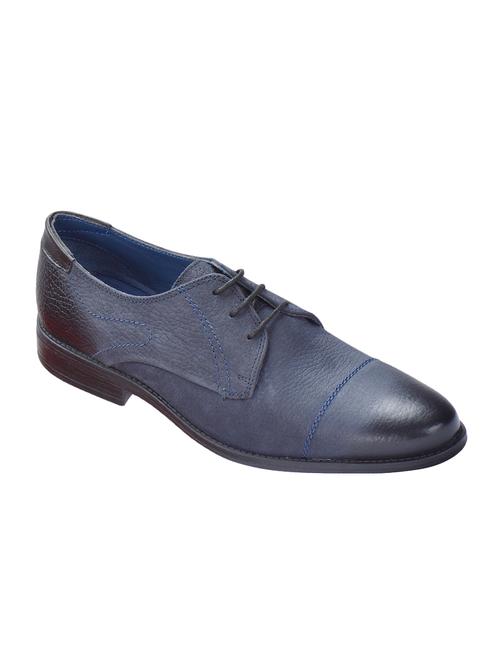 navy leather lace-up derbys - 16721224 - Standard Image - 1