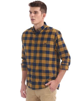 yellow checkered casual shirt - 16721312 - Standard Image - 2