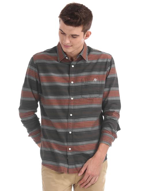 grey striped casual shirt - 16721328 - Standard Image - 1