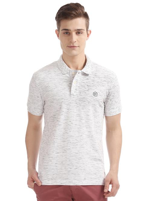 white melange polo t-shirt - 16721346 - Standard Image - 1