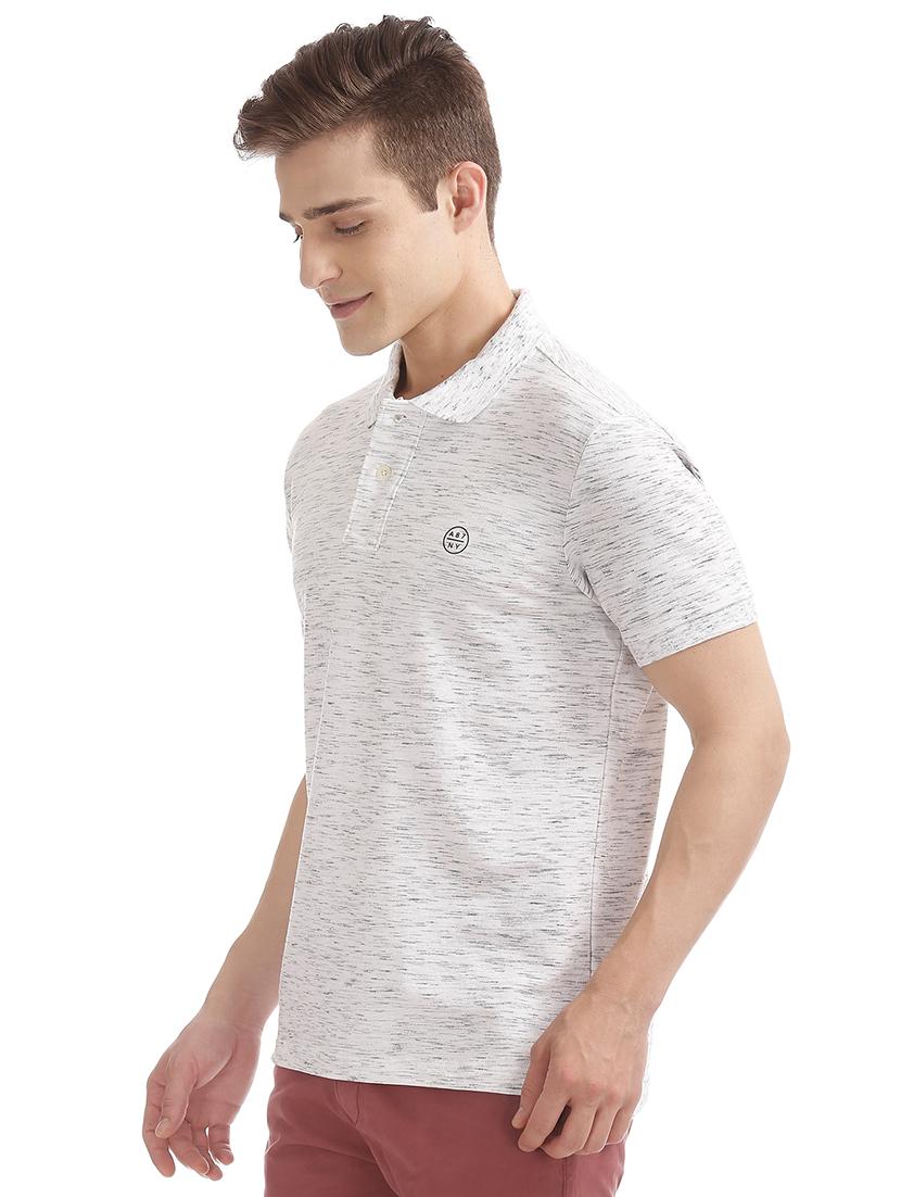 white melange polo t-shirt - 16721346 - Zoom Image - 2