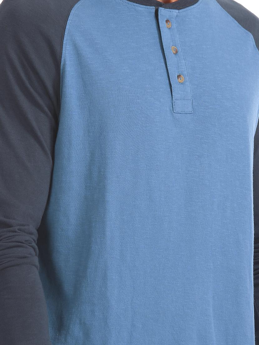 blue color block raglan t-shirt - 16721348 - Zoom Image - 5