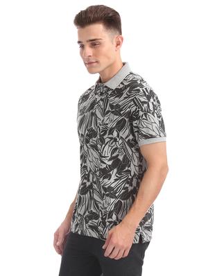 grey floral print polo t-shirt - 16721350 - Standard Image - 2